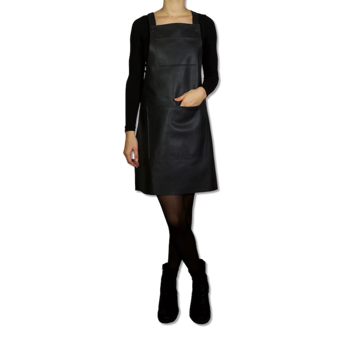 DUTCHDELUXES Suspender Forkle i skinn | Sort