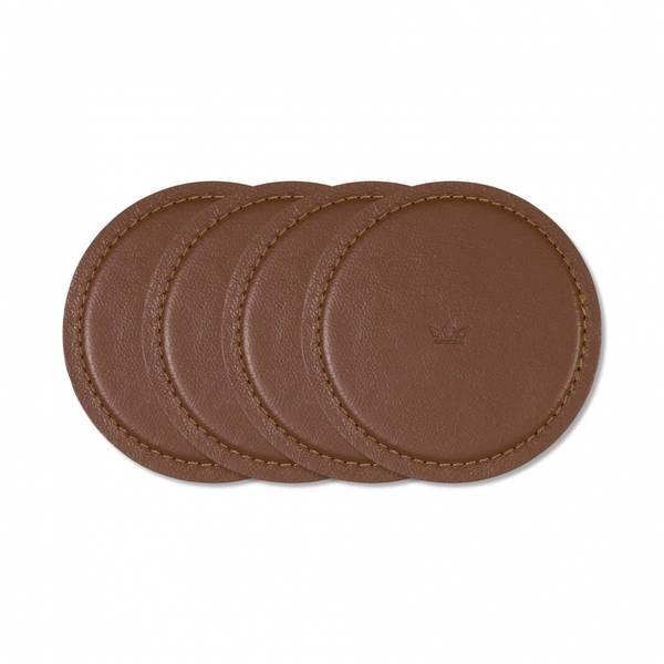 Hovedbilde DUTCHDELUXES Drikkebrikke i skinn 4pk, Klassisk Brun